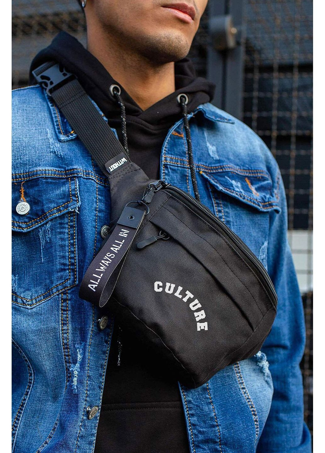 Чоловіча Сумка Бананка Барсетка Через Плече з Принтом Culture Black Without (360641765)