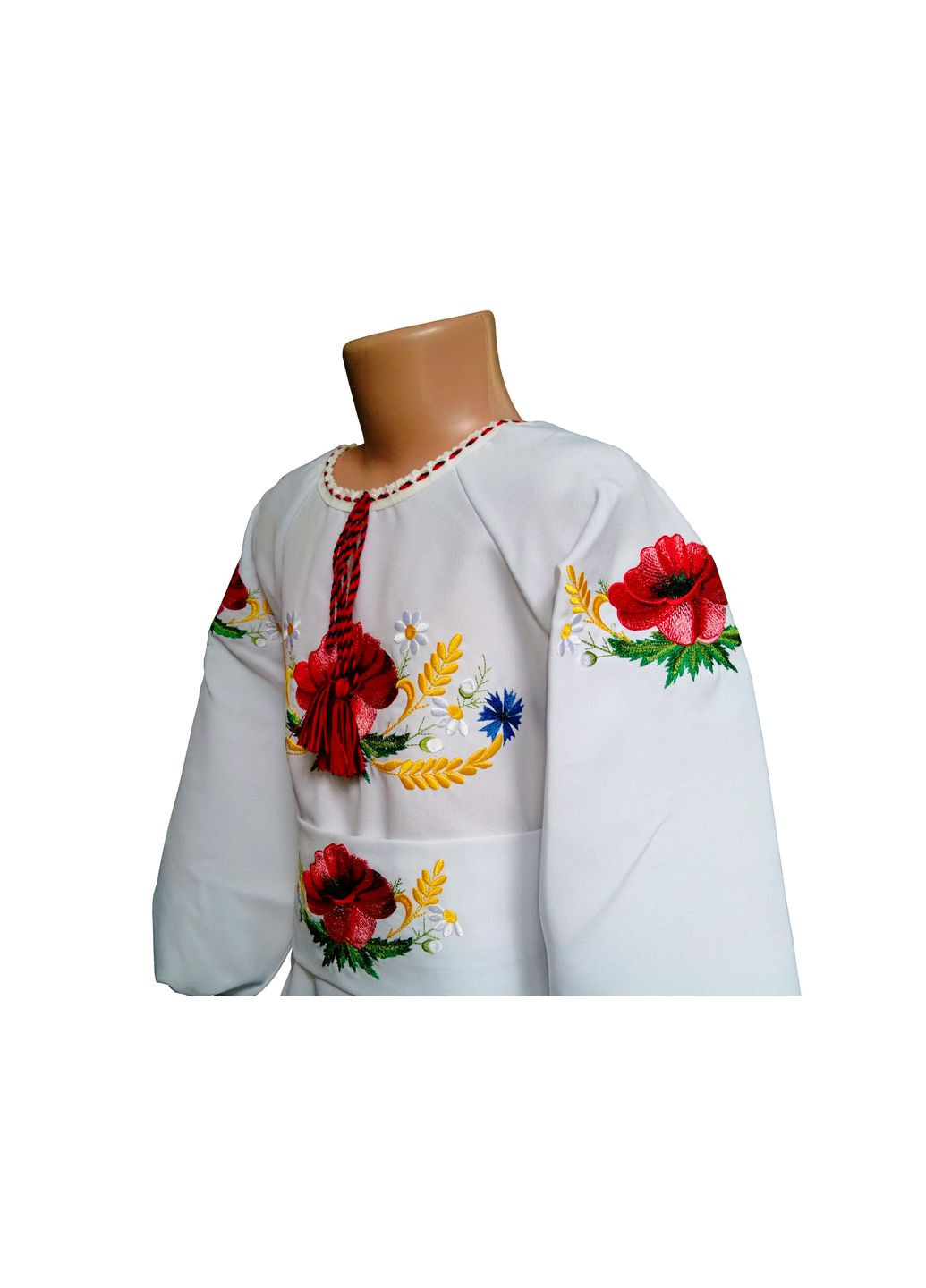 Белая платье вышитое для девочки мак колоски белое НоКо узор цветочный (307172864)