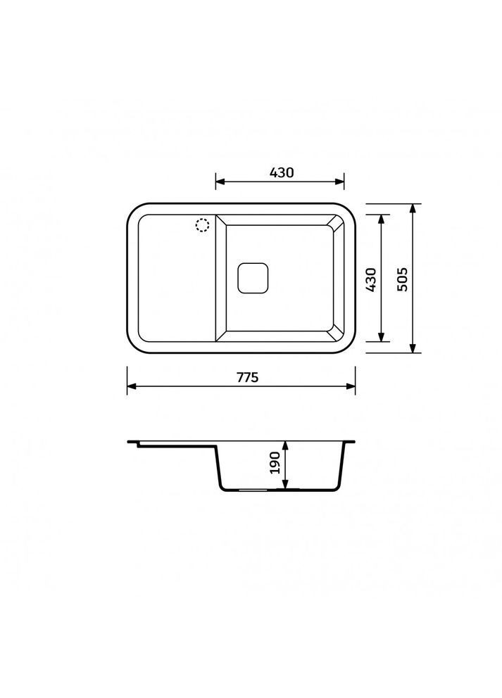 Кухонная мойка из искусственного камня/кварцевая 775х505х190мм, прямоугольная EXISTENCE Графит (34590775505) Adamant (371191582)