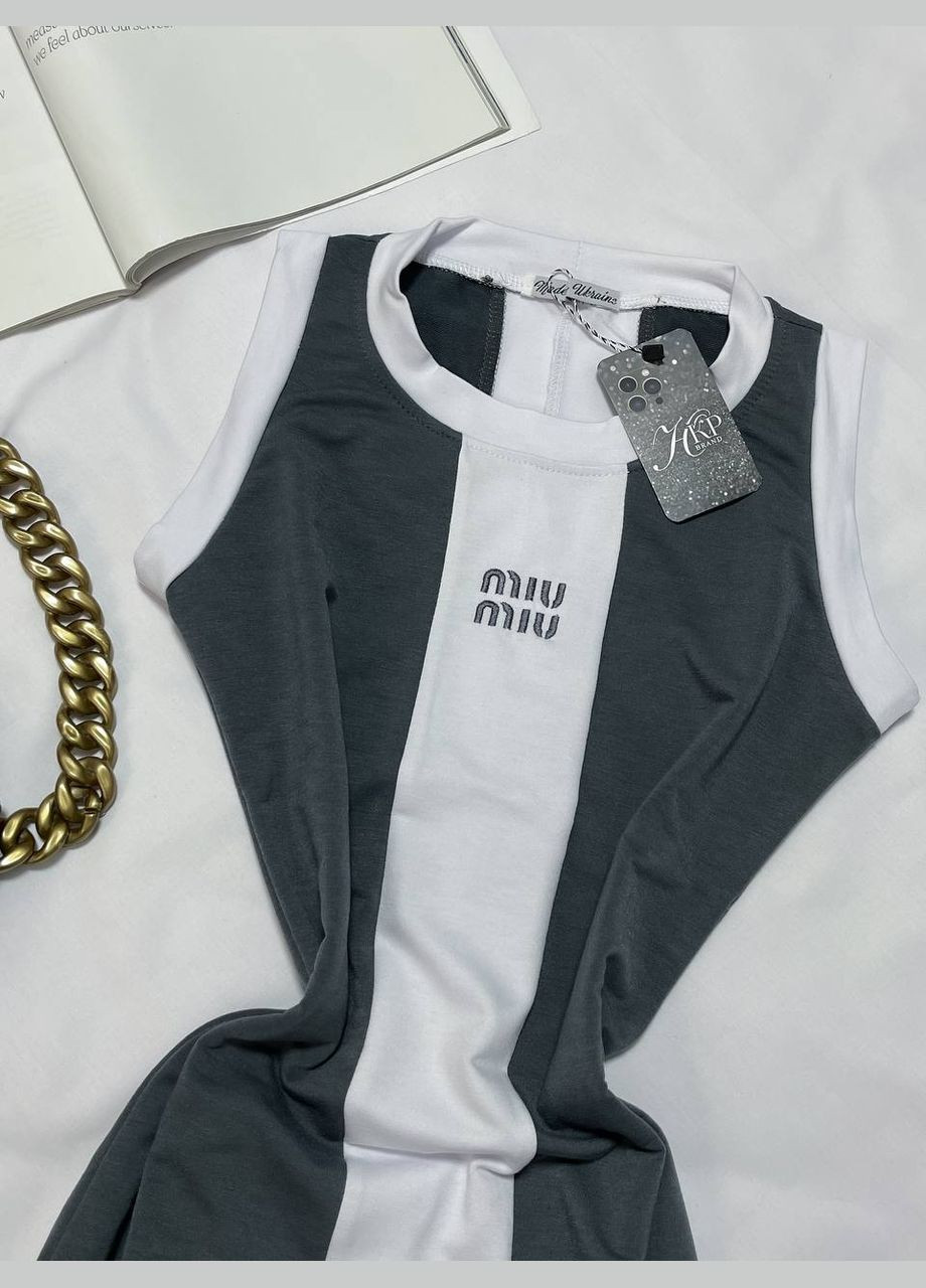 Графітова повсякденний жіноча стильна сукня - майка з розрізом футляр Україна з написами