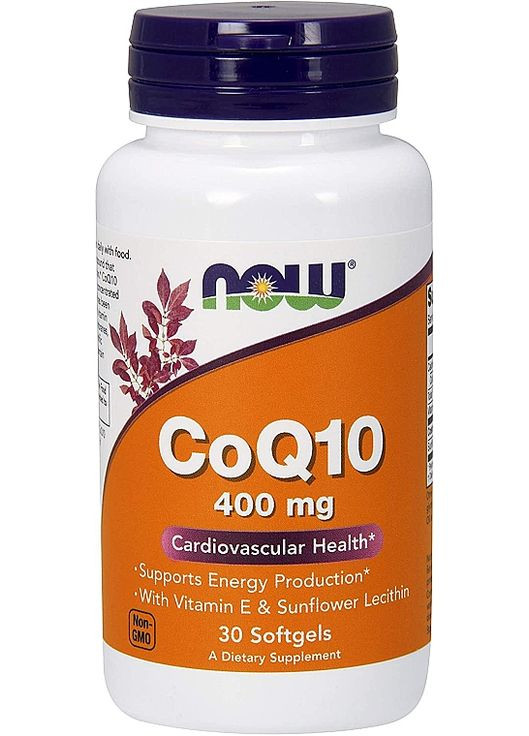 Коензим Q10, 400 мг, 30 гелевих капсул CoQ10 With Vitamin E + Lecithin 30шт (872343-35033285) Now Foods (368642296)
