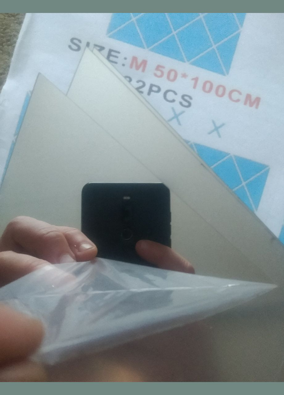 Дзеркальні наклейки квадрат із ромбів і трикутників 32 шт набір 50 х 100 см Б317 No Brand (302899922)