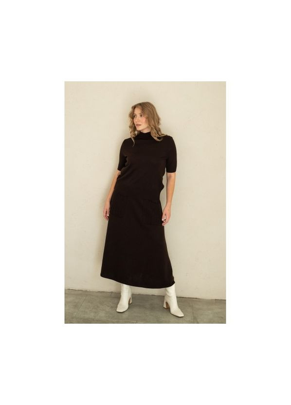 Коричневая повседневная длинная женская трикотажная юбка (yubka-n2301-24) Nita