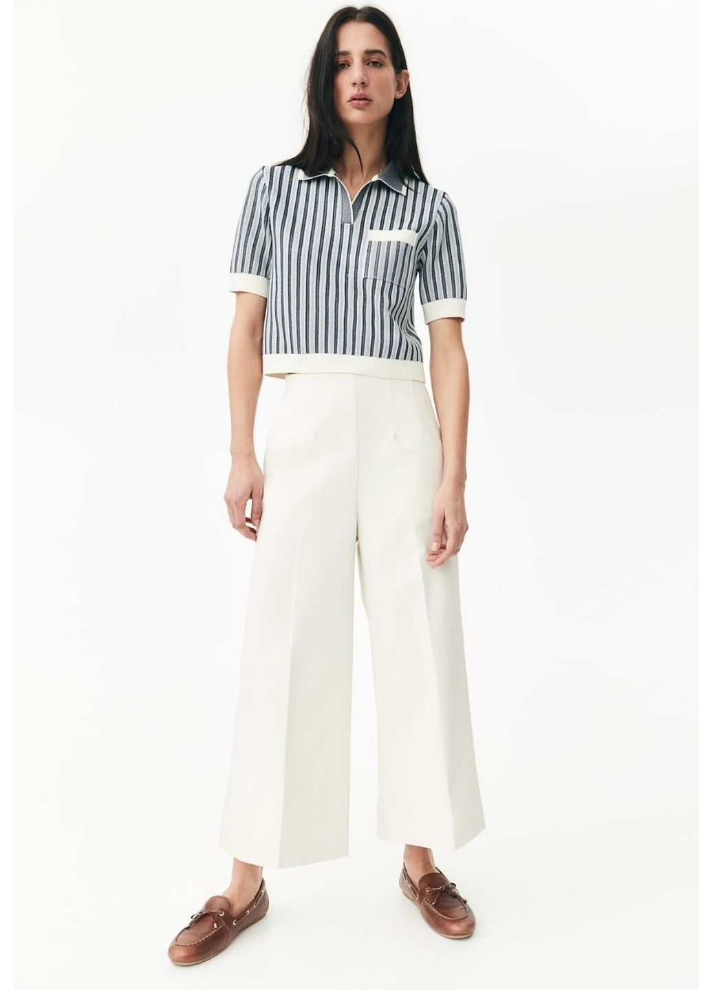 Женские элегантные штаны-кюлоты со вспышками на талии Н&М (58151) XS Молочные H&M (322665550)