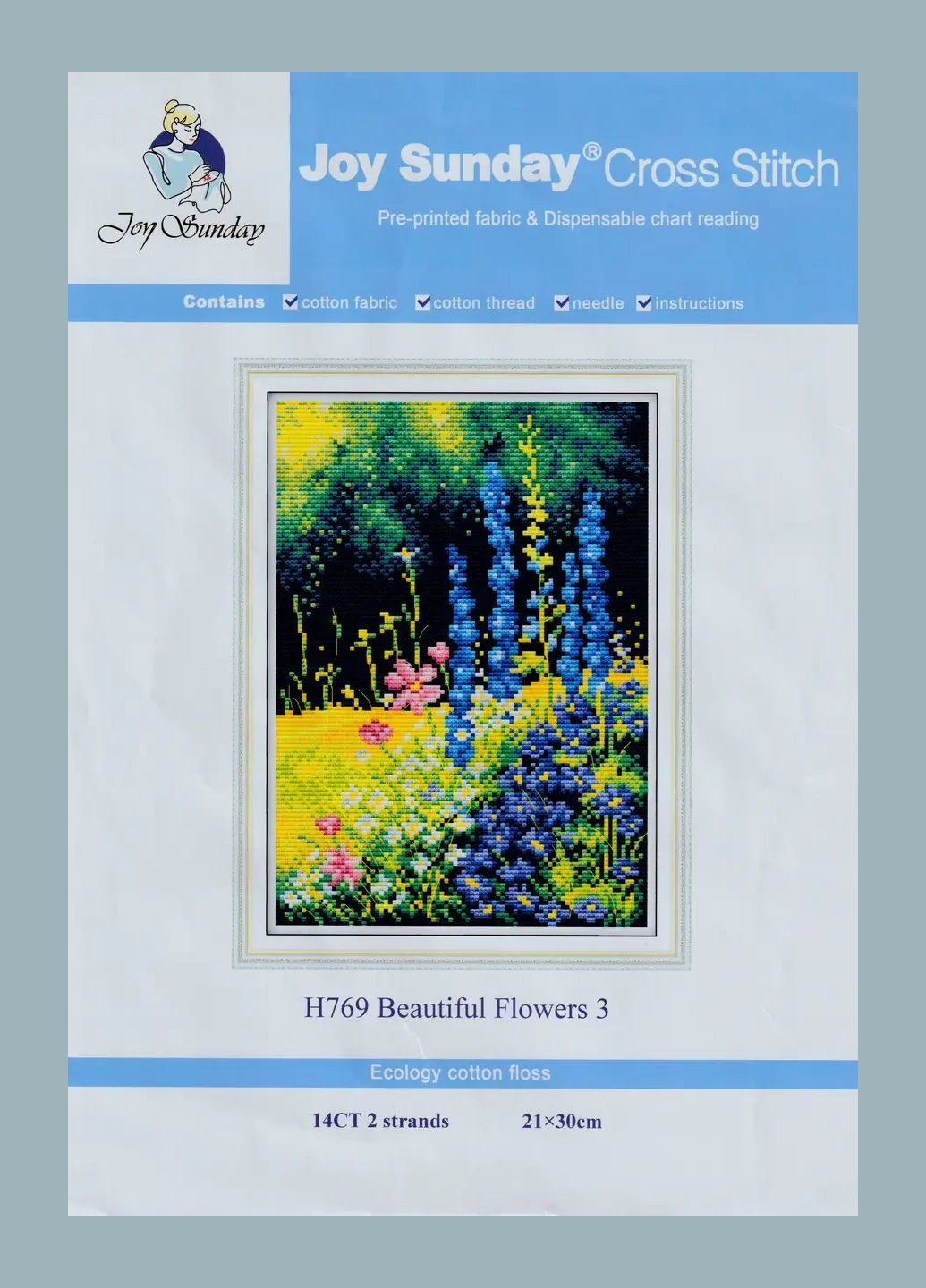 Набір для вишивання за нанесеною на канву схемою "Beautiful Flowers 3". AIDA 14CT printed 21*30 см Joy Sunday (313613200)