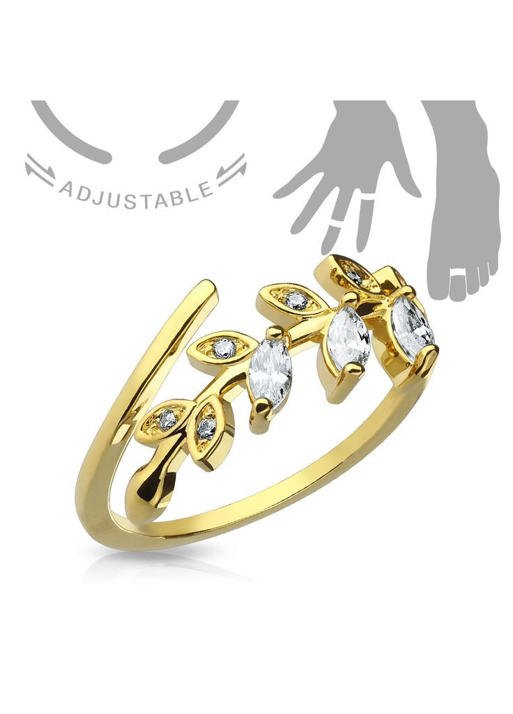 Безразмерное незапертое кольцо для пальцев ног/на фаланге R-A17555-GD в виде веточки (Желтое золото) Spikes (334000151)