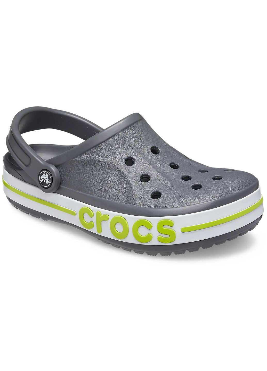 Серебряные сабо bayaband clog slate grey lime punch 205089 Crocs