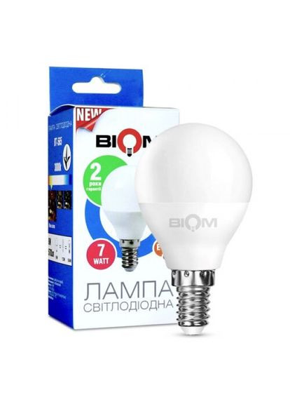 Светодиодная лампа BT-566 G45 7W E14 4500К матовая BIOM (315138588)