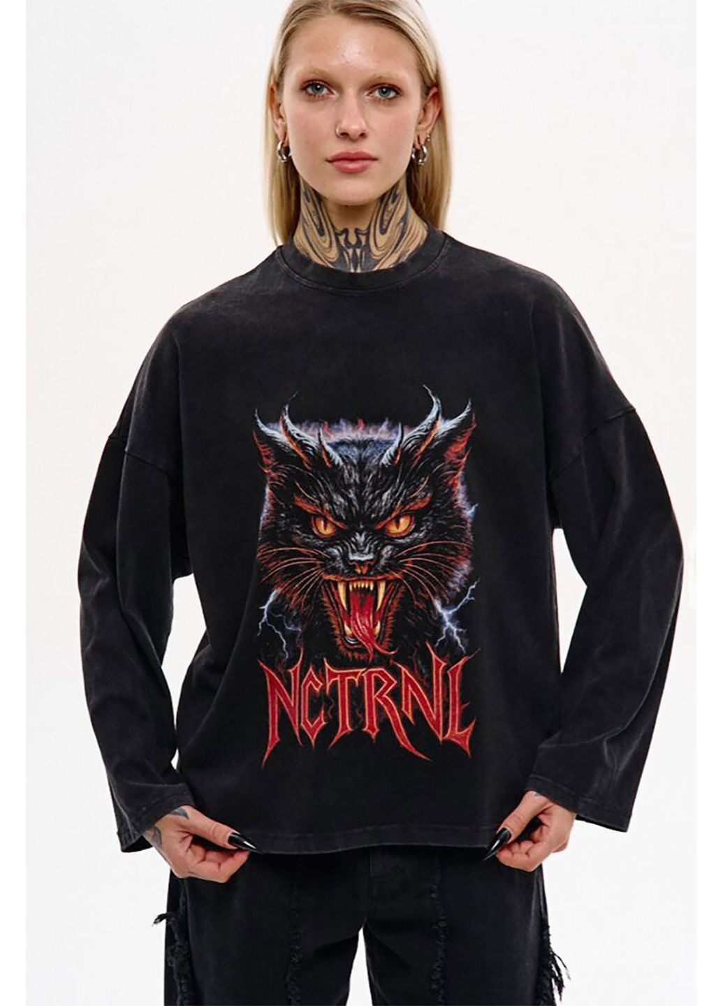 Лонгслів NCTRNL Angry Cat Чорний ТУР (372519837)