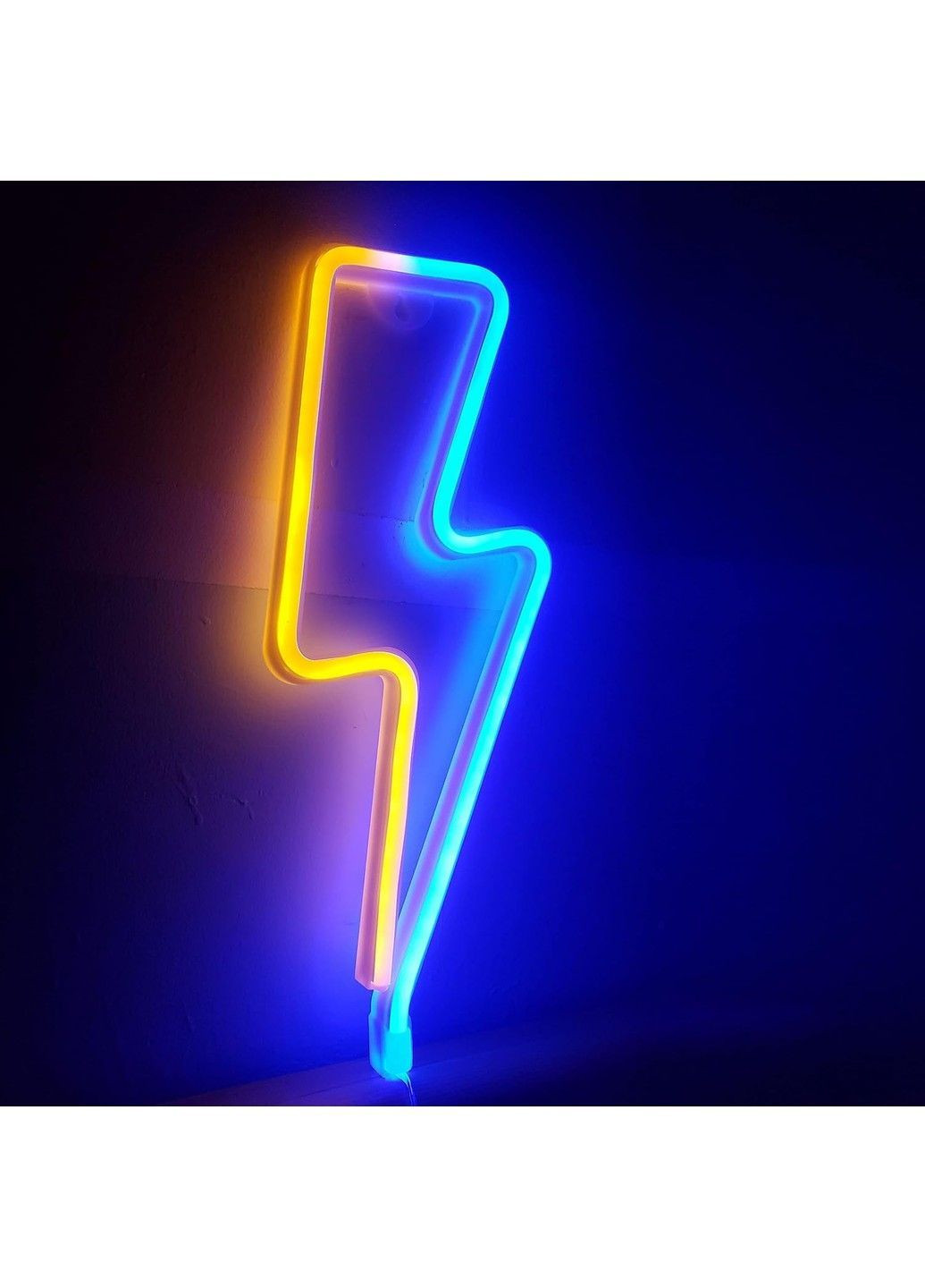 Настінний неоновий світильник "Блискавка" жовто-синій на батарейках/USB 34*13 см Smarti (371330799)