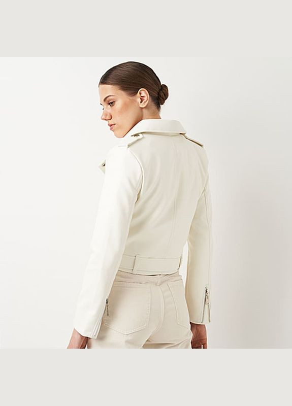 Біла демісезонна женская куртка из искусственной кожи a-sona k16631w - Ricco Grande