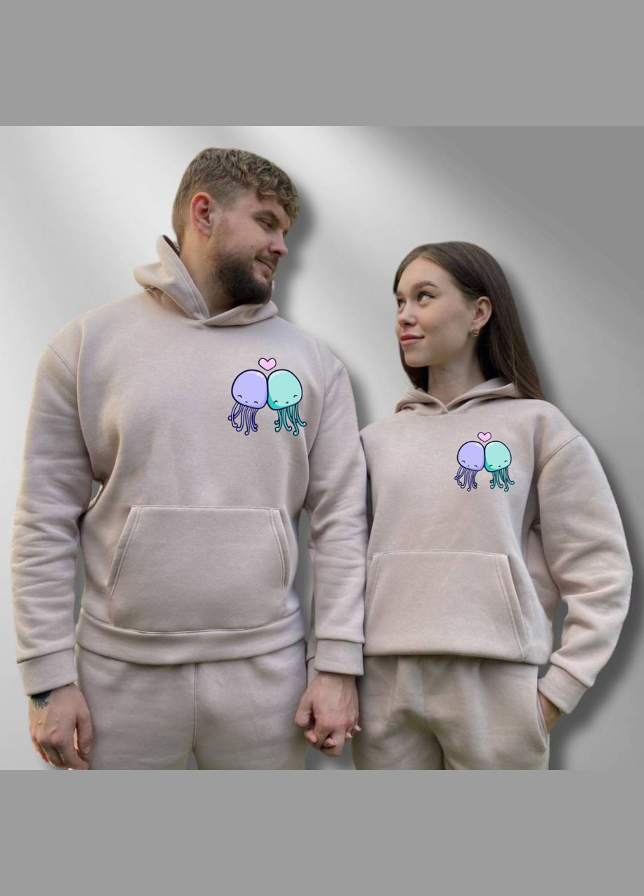 Парні худі з капюшоном утеплені, Таш, принт "Медузи" (295) Hand Made (358896964)