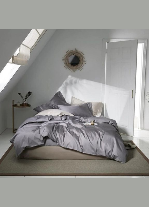 Постельное белье TRUE GREY Premium Сатин Семейное на резинке MERISET (278254912)
