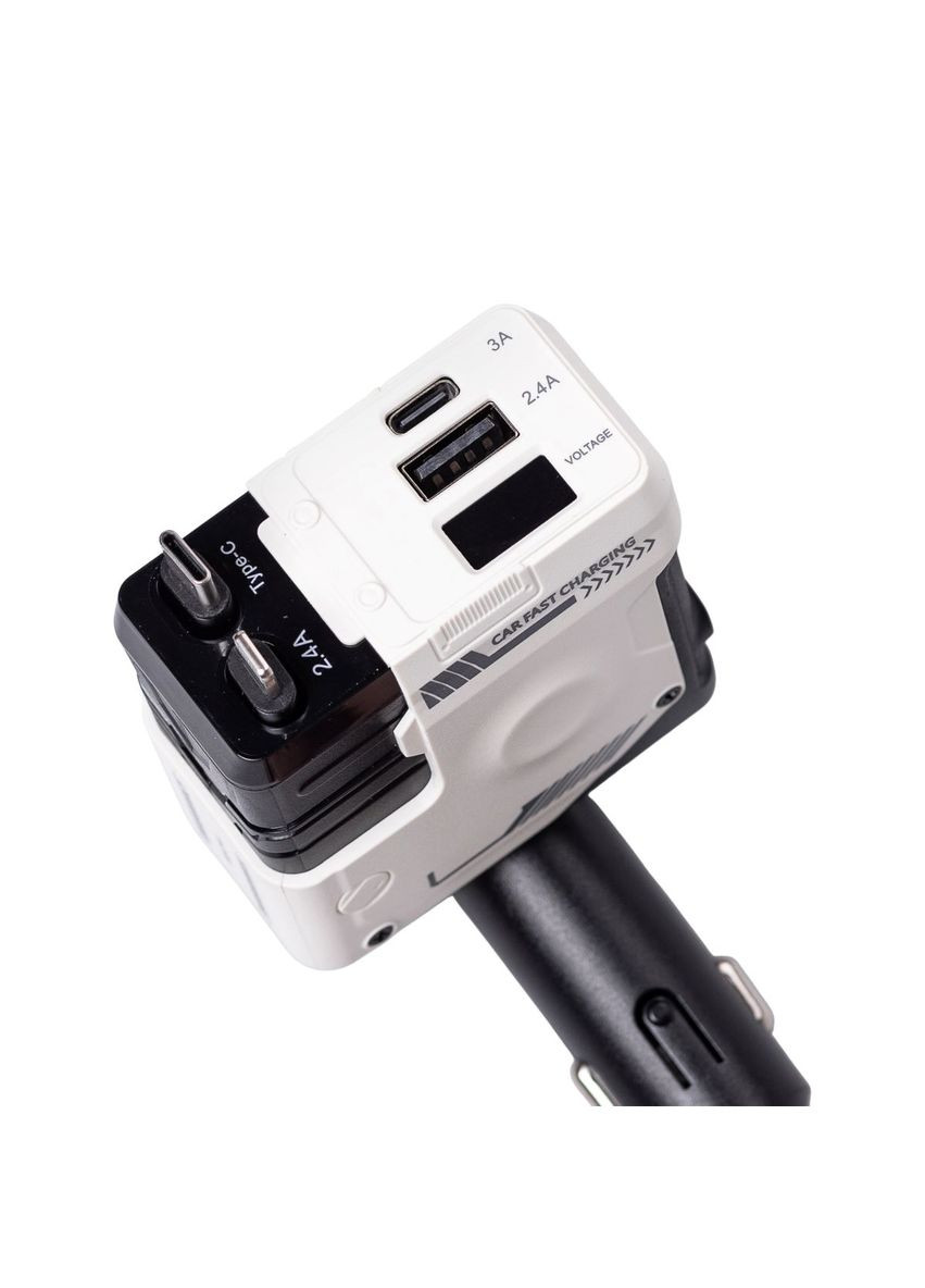 Автомобільний зарядний пристрій MECHA з висувними кабелями та портами USB/Type-C Білий HP-A1W Shenzhen (370706719)