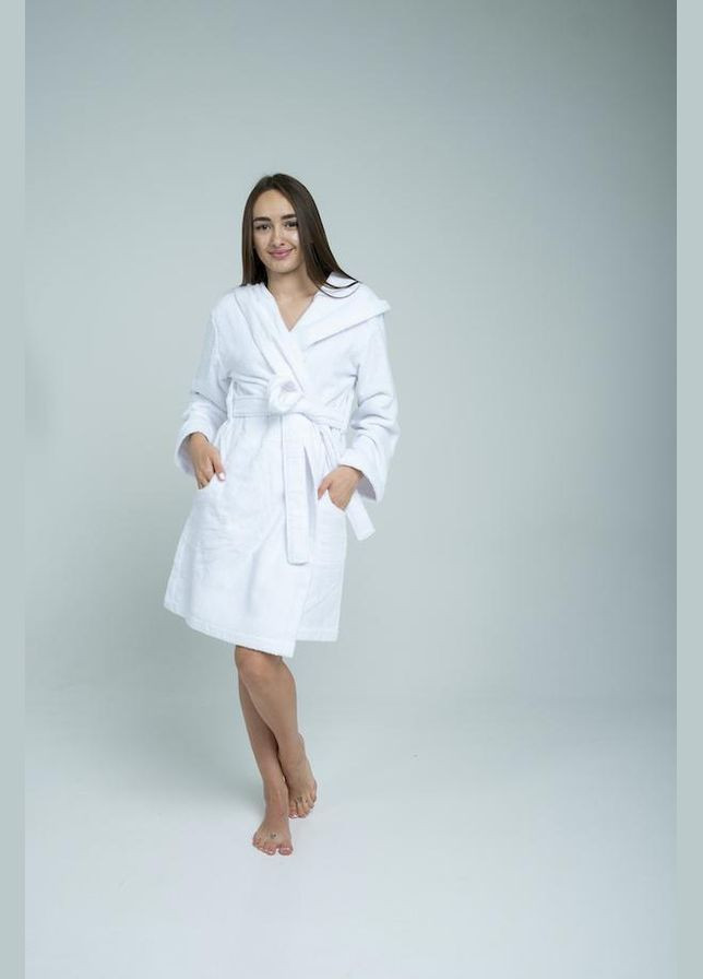 Халат с капюшоном женский махровый на запах (П4К-lel-mahra-001/2-02) No Brand (308864374)