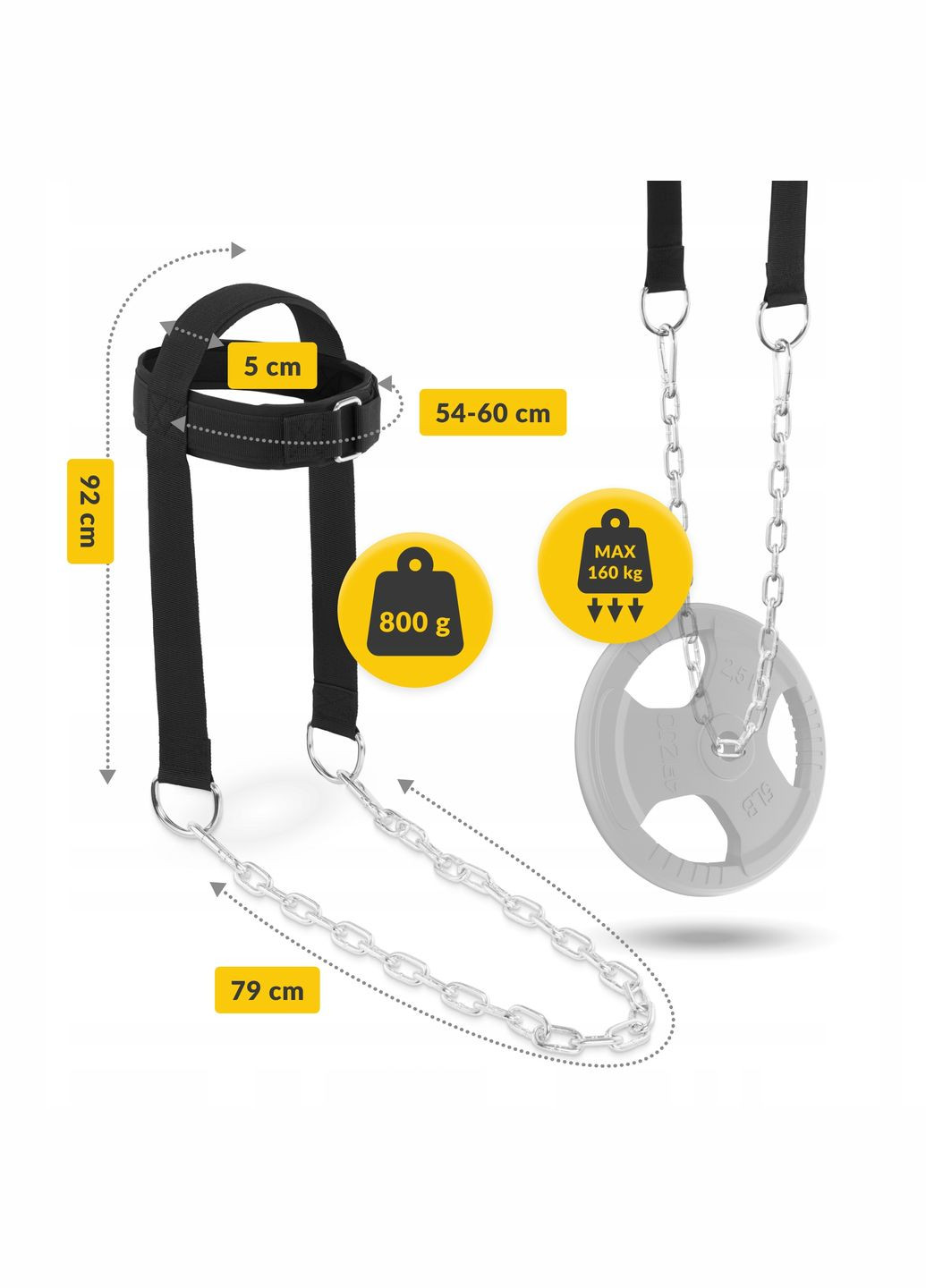 Тренажер для м'язів шиї з ланцюгом Black (P-5905973402095) 4FIZJO (316656139)