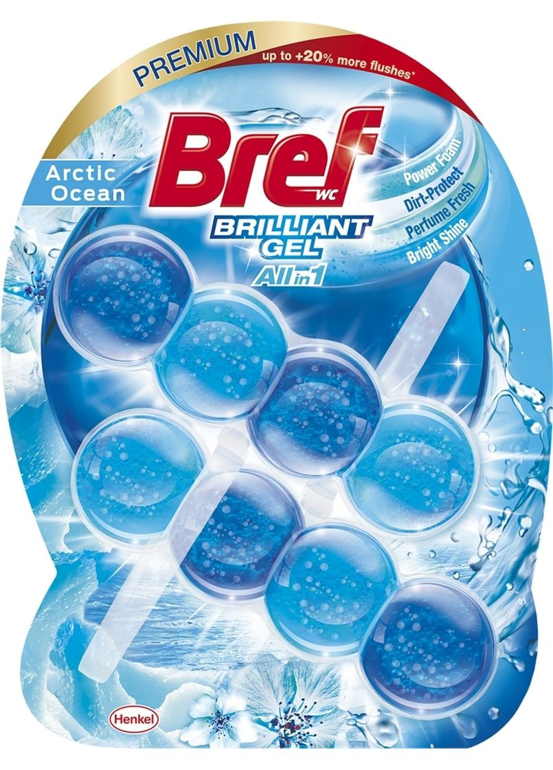 Чистящее средство для унитаза Brilliant Gel All in 1 Арктический океан, 2 шт. Bref (328398797)