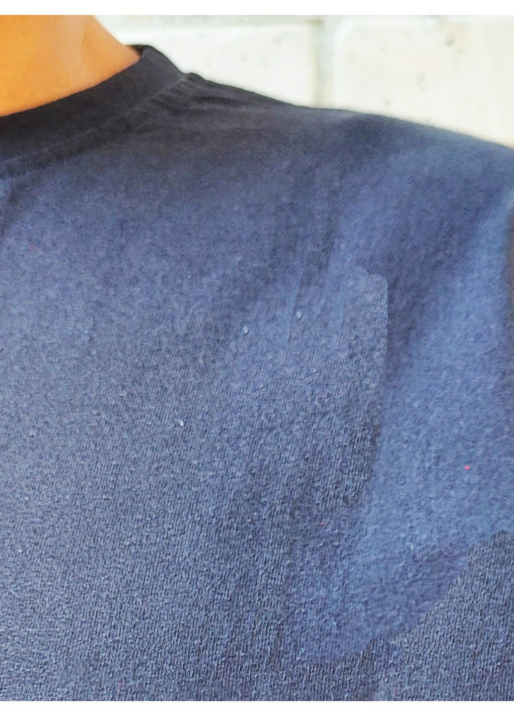 Темно-синя синя чоловіча футболка однотонна з коротким рукавом No Brand