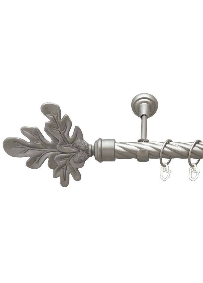 Карниз Листок Дуба металлический однорядный открытая скрученная труба Сатин 25 мм 240 см (00-00023434) ORVIT (300843160)