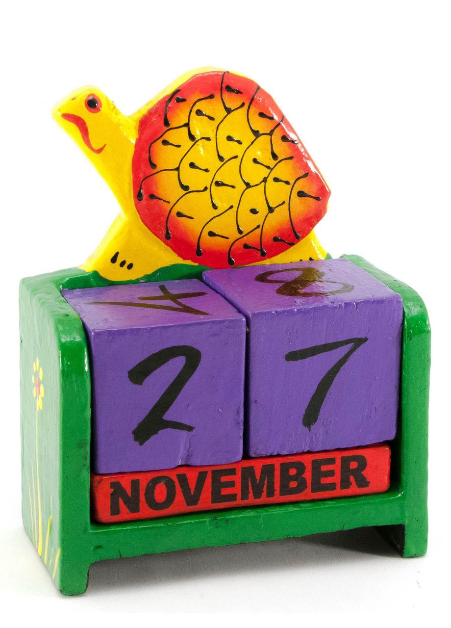 Календарь настольный "Черепаха" дерево зеленое (15х10х5 см) No Brand (316718594)