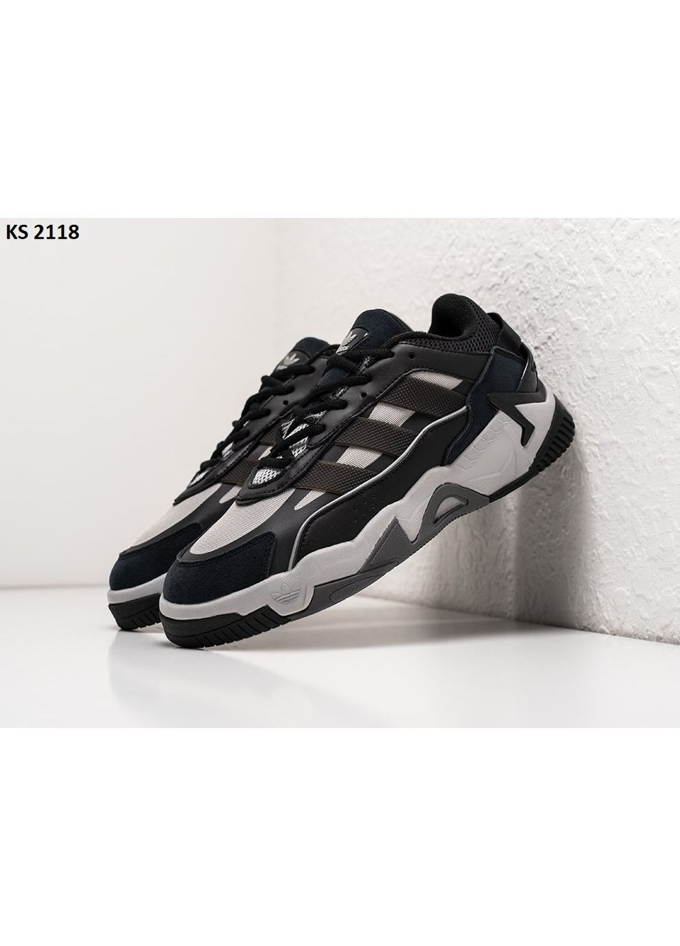 Чорні Осінні кросівки чоловічі adidas niteball ii black gray адідас найтбол No Brand