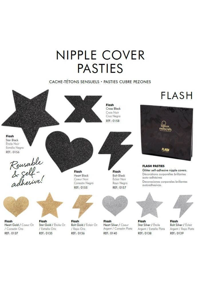 Прикраса для грудей Flash - Heart Black Indiscrets Bijoux (334709649)