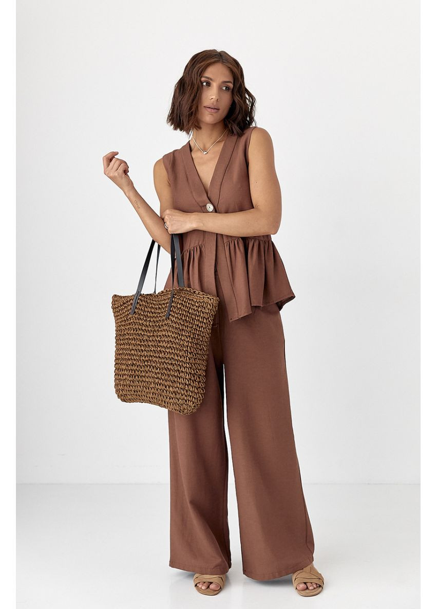 Класичний костюм з жилеткою з оборками та брюками Lurex Костюм-двойка (370377243)