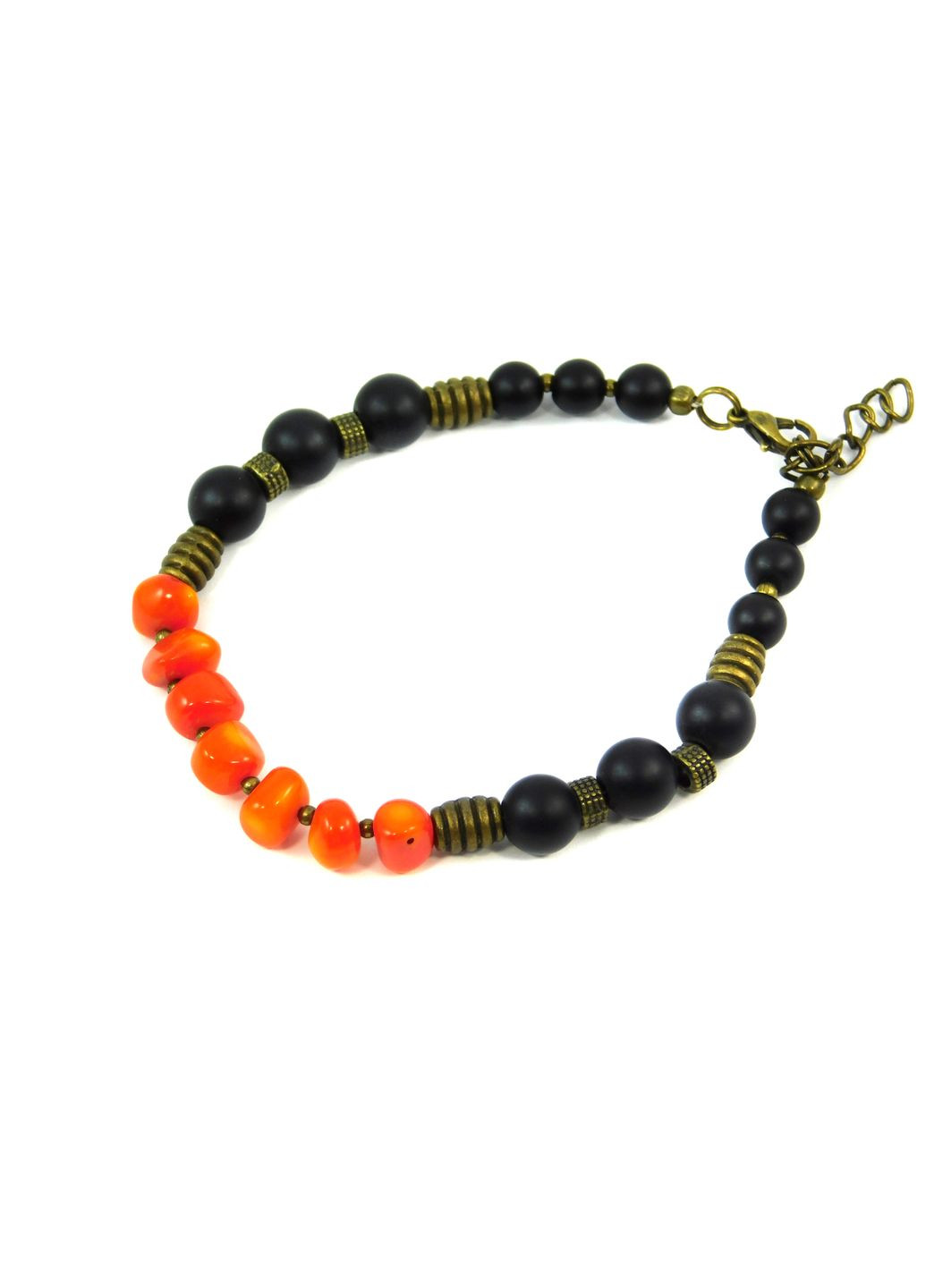 Эксклюзивный браслет "Феодосия" Коралл галтовка, Шунгит 15 Fursa fashion (322313232)