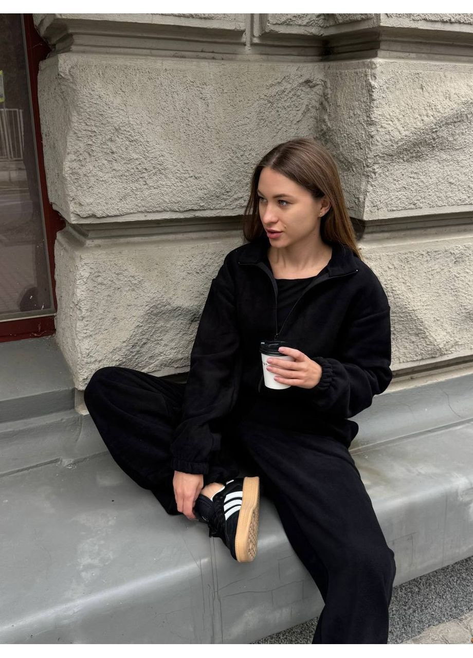 Комбінезон жінкам No Brand комбінезон-брюки однотонний чорний кежуал фліс