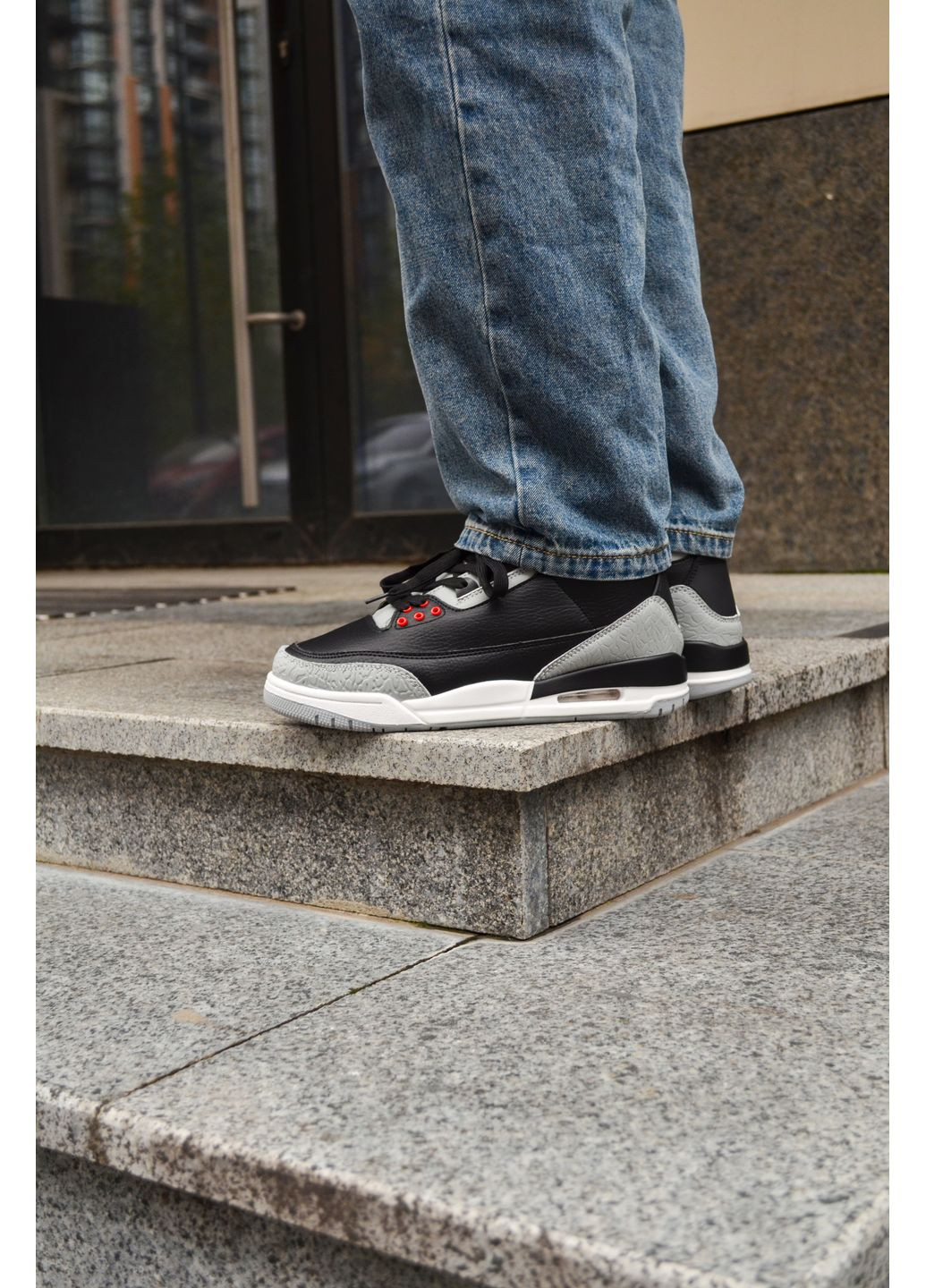 Чорні Осінні кросівки чоловічі nike air jordan 3 retro black cement найк аір джордан No Brand