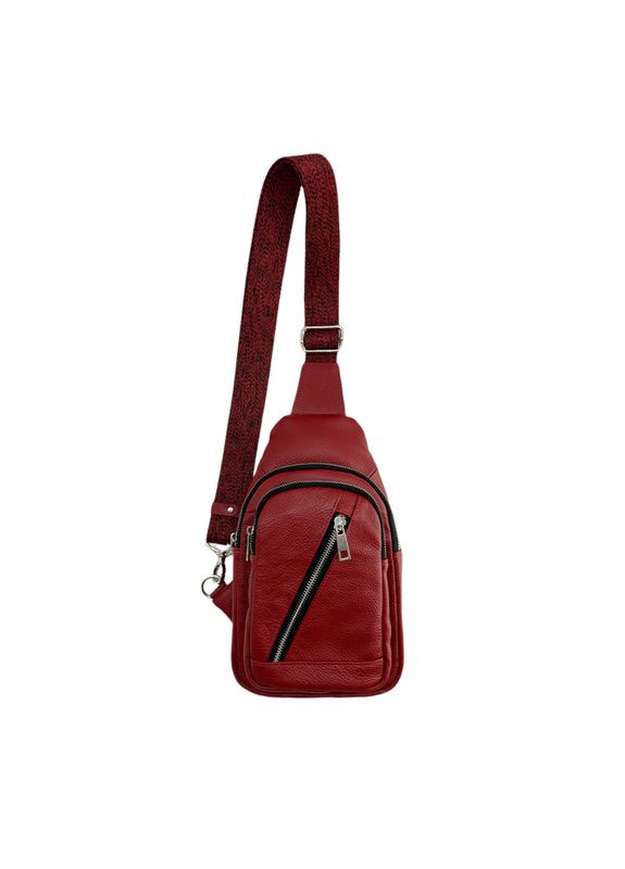 Сумка кожаная через плечо, Слинг, молния (Красный) LQ 816530ж (297743529)