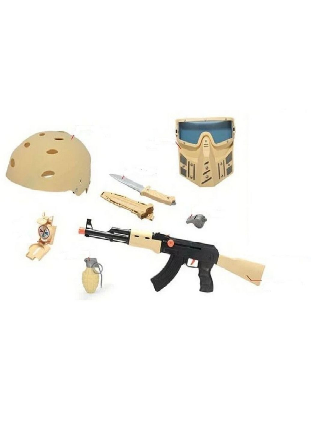 Військовий набір Desert War, 7 ігрових елементів, тріскачка в коробці 37х5х46 см YUE QLANG (289465435)