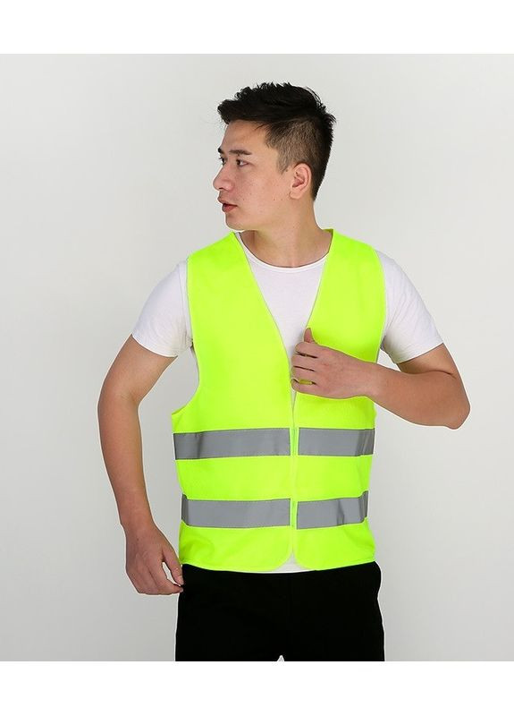Світловідбиваючий сигнальний жилет підвищеної видимості, дорожня жилетка салатова 60 g (лимонна) China (366890742)