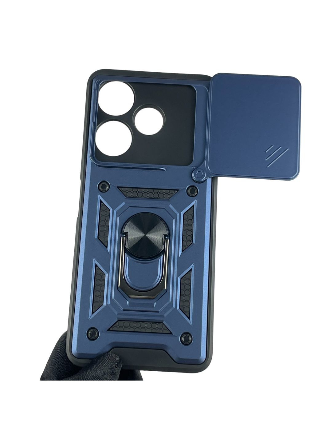 Чохол для Redmi 13 броньований з кільцем зі шторкою на сяомі редмі 13 темно-синій rg1 Xiaomi (366022761)