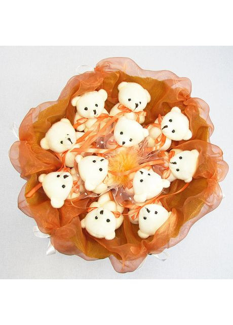 Букет из мягких игрушек 11 мишек терракотовый подарок для девочек милый сувенир из медвежат Igratoria (368755580)