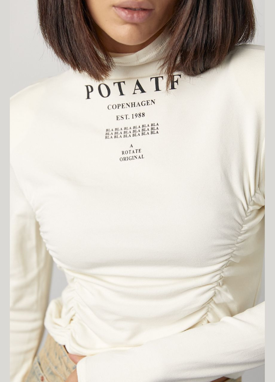 Трикотажный женский гольф с драпировкой и надписями Lurex (317211762)