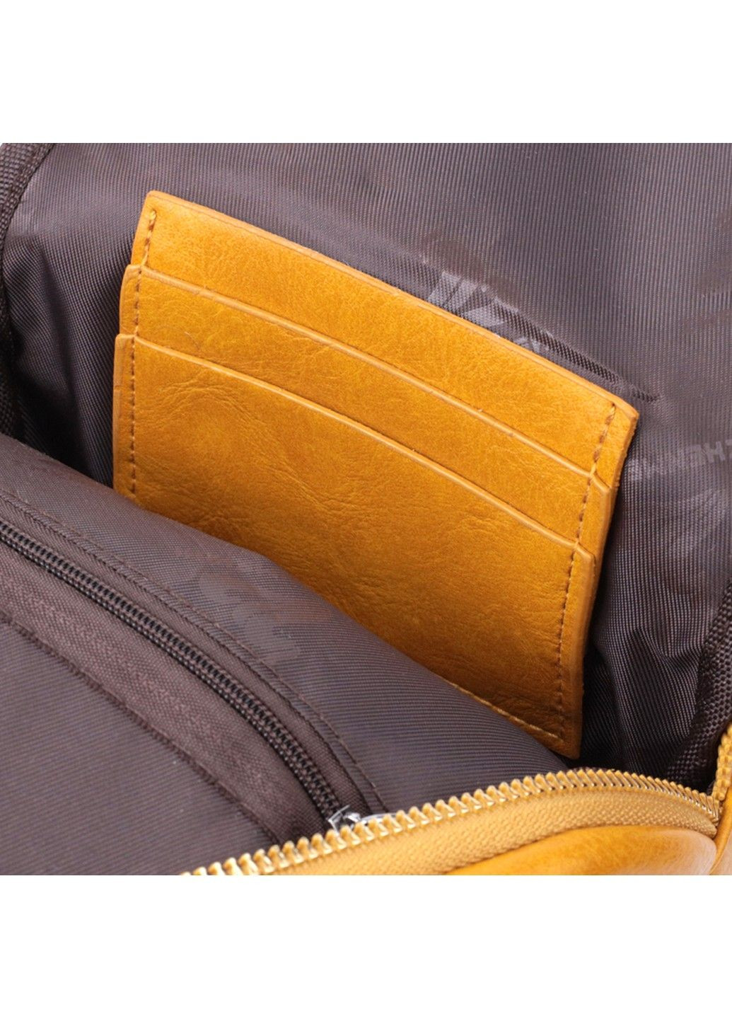 Яскрава жіноча слінг сумка через плече з екошкіри 22753 Жовтий Vintage (303877231)