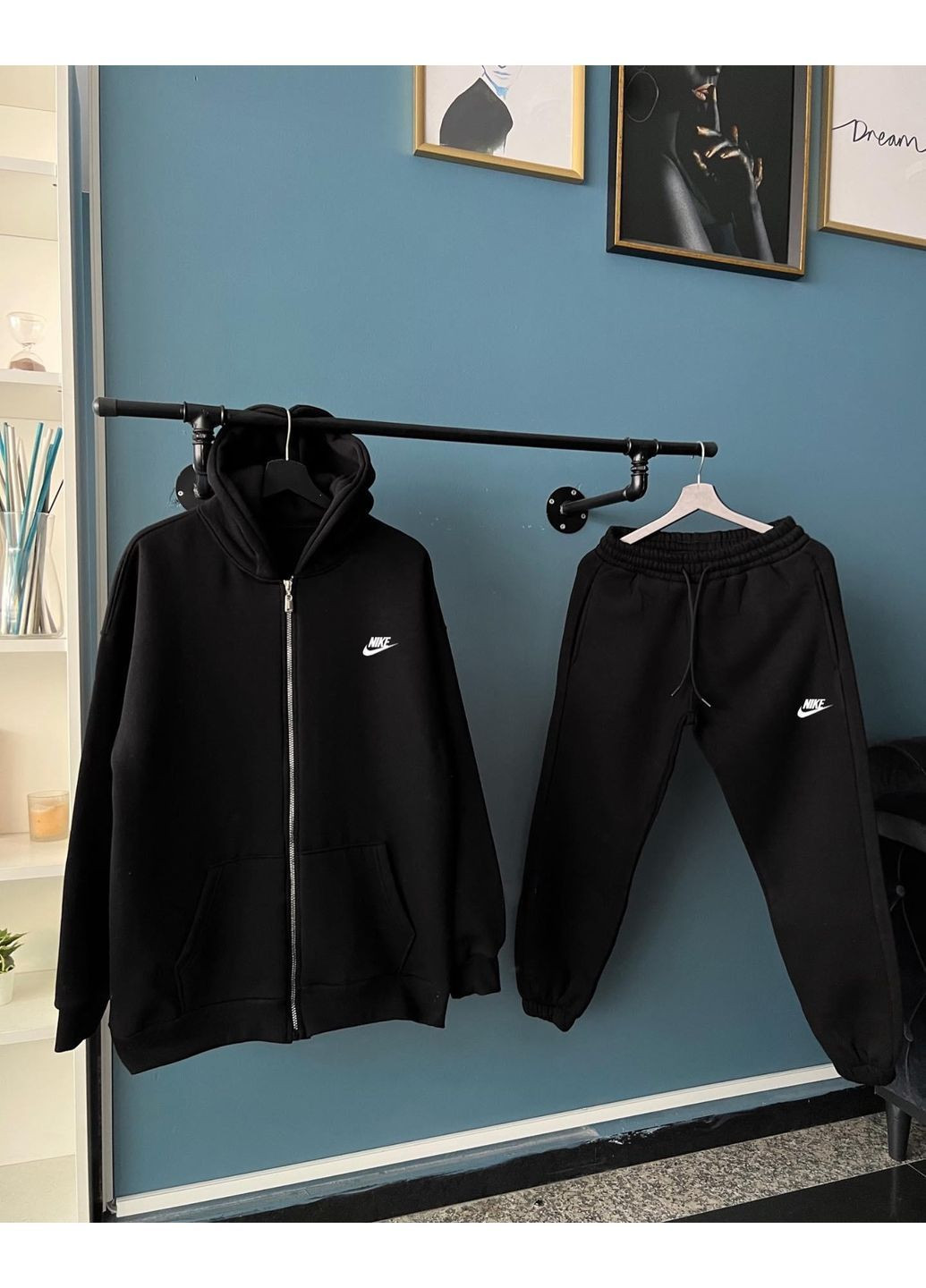 Мужской зимний спортивный костюм на флисе Nike черный No Brand (372464086)