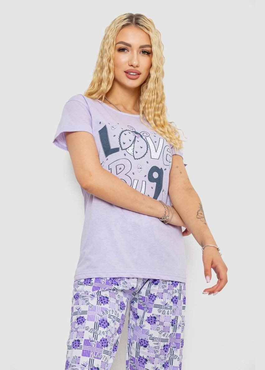 Бузкова всесезон піжама жіноча з принтом, колір бузковий, Ager