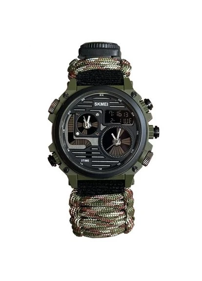Наручные часы для выживания Paracord 2202CMGN с компасом и огнивом Green Camo (7_01127) Skmei (395882253)