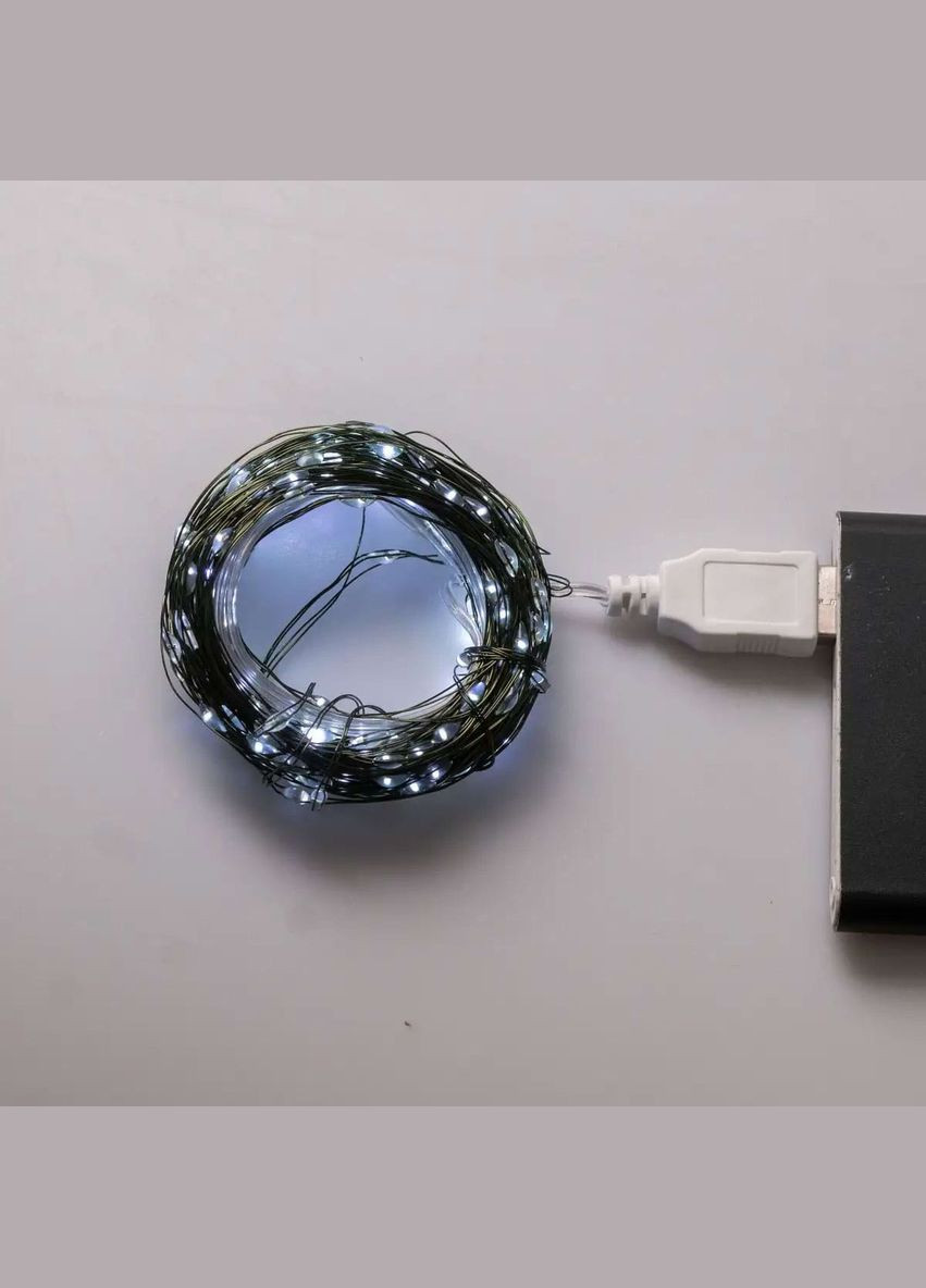 Гірлянда Роса нитка 100 LED довжина 10 м від USB зелена, білий GarlandoPro (315886493)