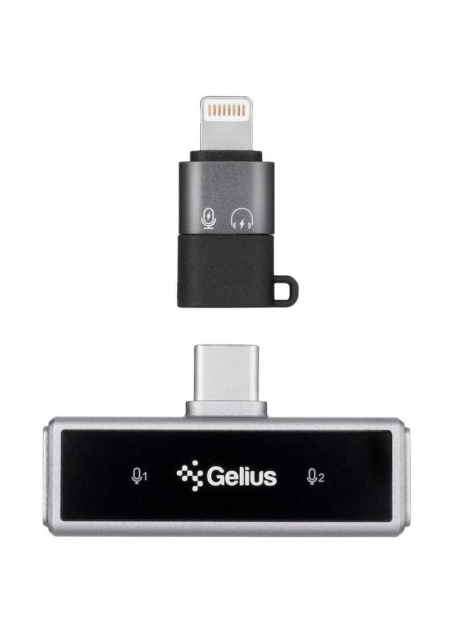 Бездротовий петличний мікрофон, 2 шт., USB-C, GP-LM15/Бузковий мікрофон петличний для телефона/ Мікрофон-петличка Gelius (370625716)