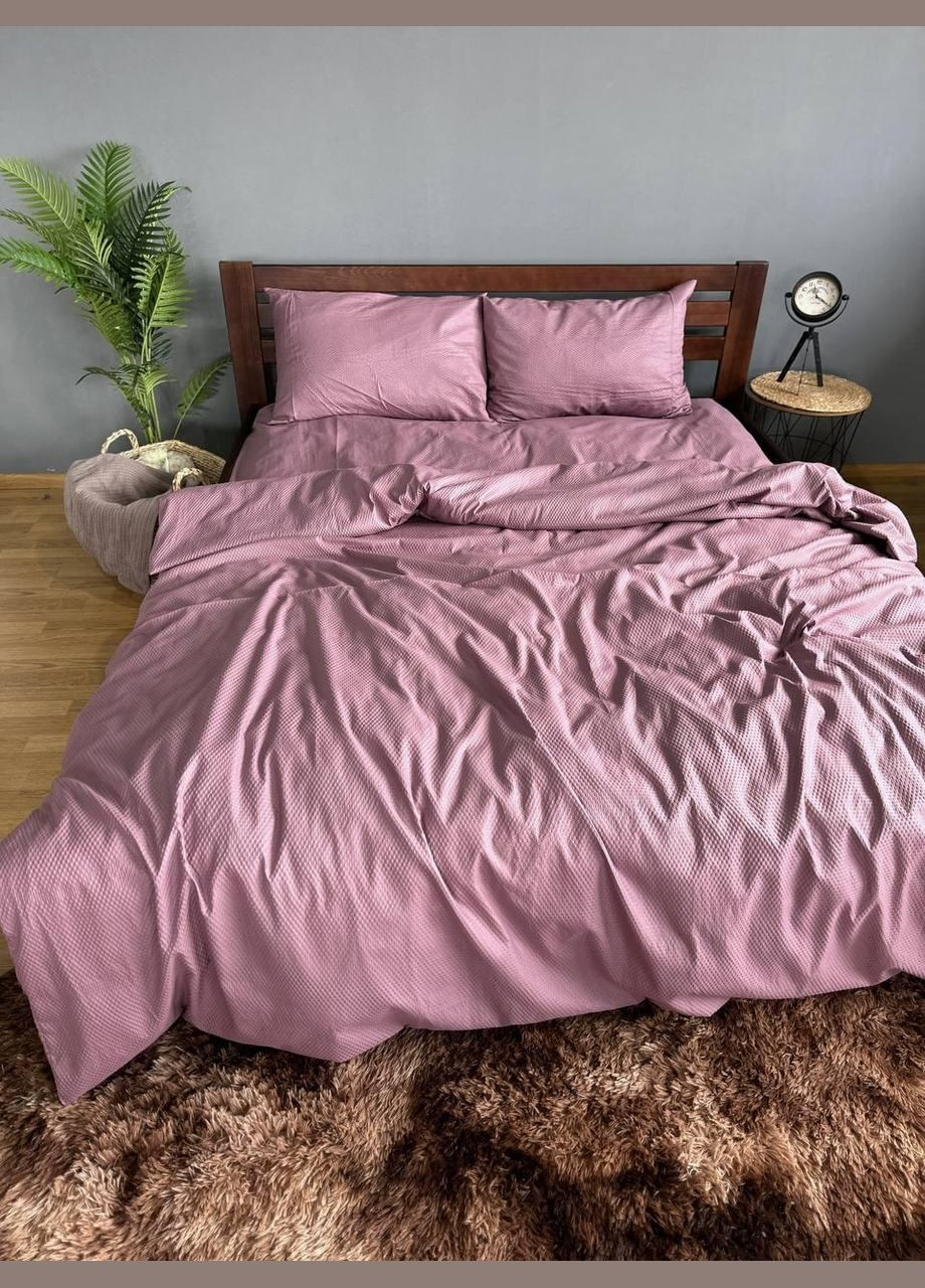 Комплект постельного белья однотонная полисатин в стиле жатки простыня на резинке евро 160x200х20/70х70 см Винное No Brand (327796008)