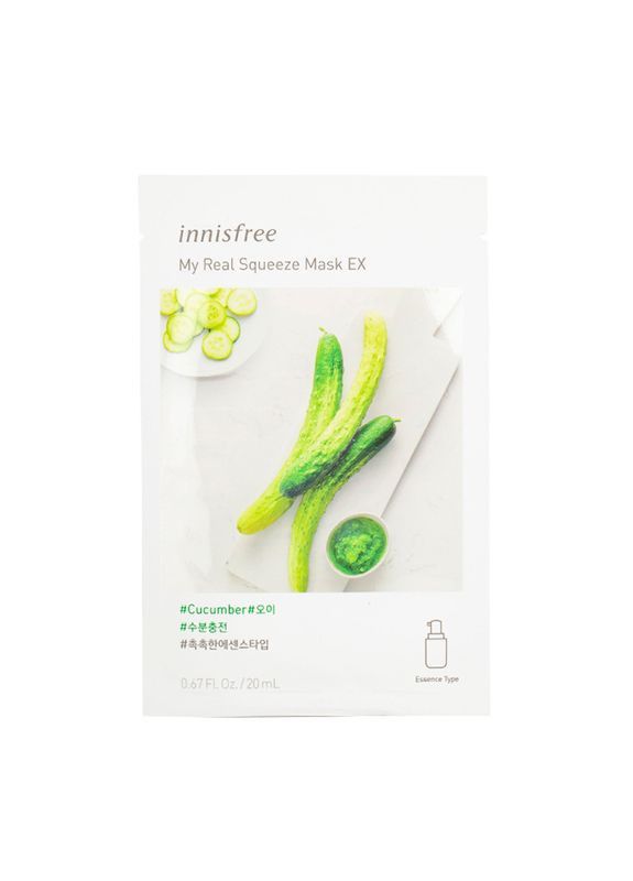 УЦЕНКА! Успокаивающая маска с экстрактом огурца My Real Squeeze Mask Cucumber 20мл INNISFREE (327830007)