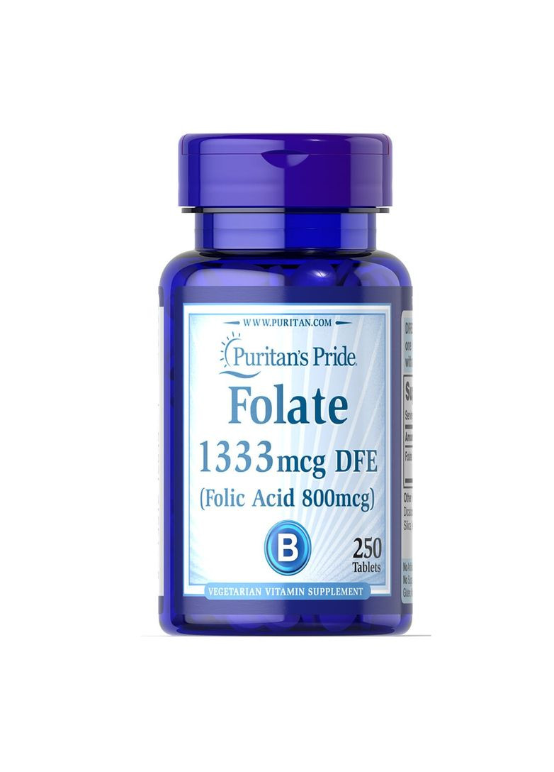 Вітаміни та мінерали Puritan's Pride Folic Acid 800 mcg, 250 таблеток Puritans Pride (361035555)