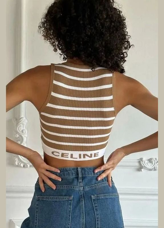 Топ-майка в рубчик женский мокко цвета Let's Shop — 294608015