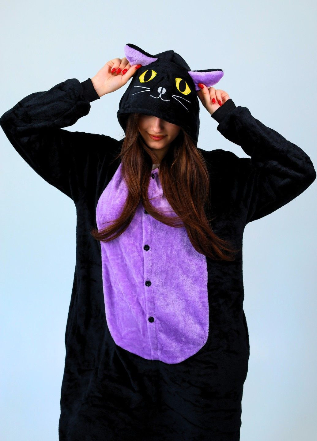 Кігурумі піжама Спукі Кішка плюшеве чорний для жінок з капюшоном Lalapka (362490063)