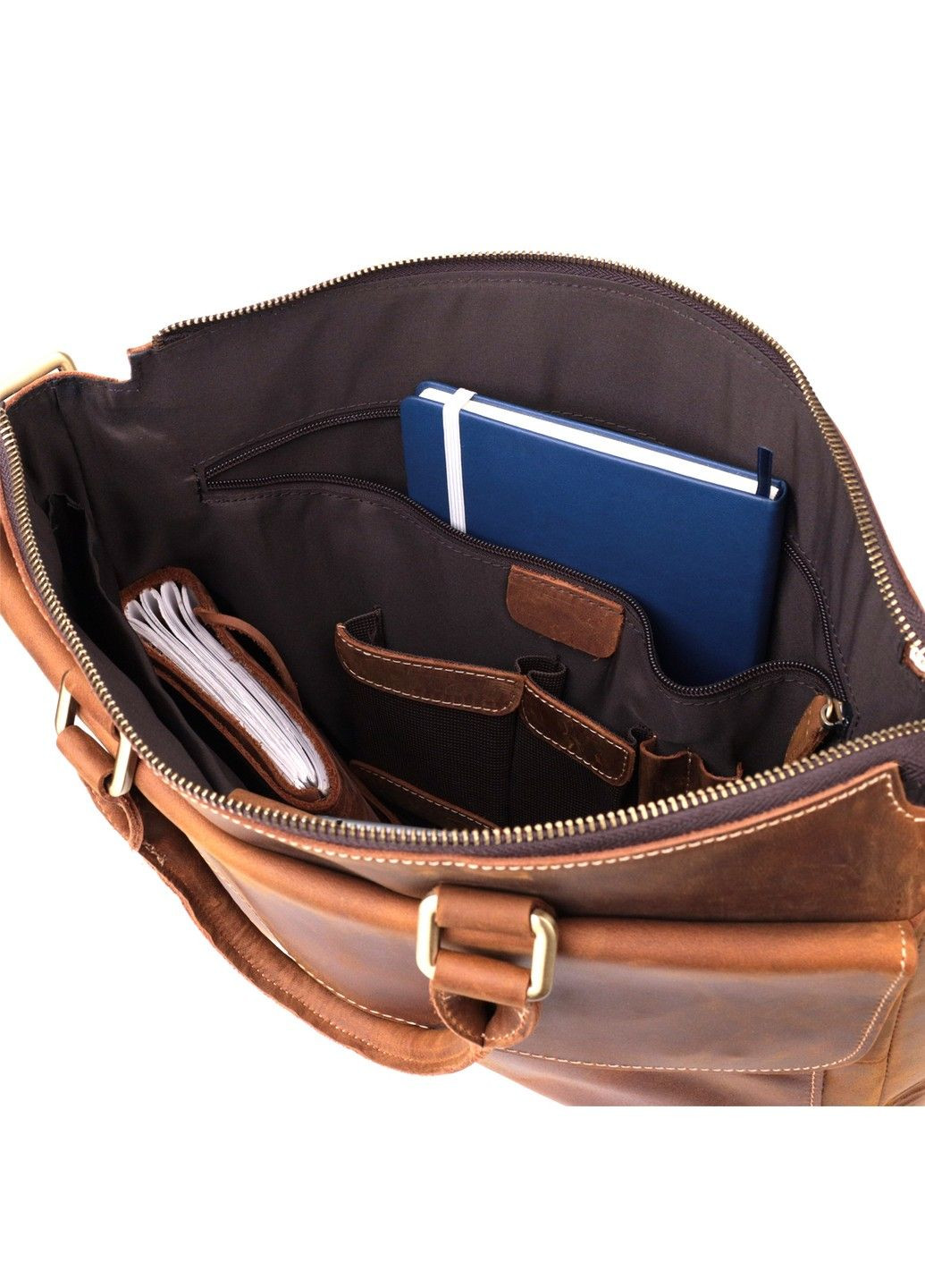 Стильный портфель в винтажном стиле из натуральной кожи 22673 Коричневый Vintage (292920521)