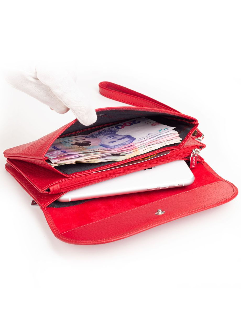 Женский кошелек-клатч 1121-46 кожаный красный Karya (261482017)