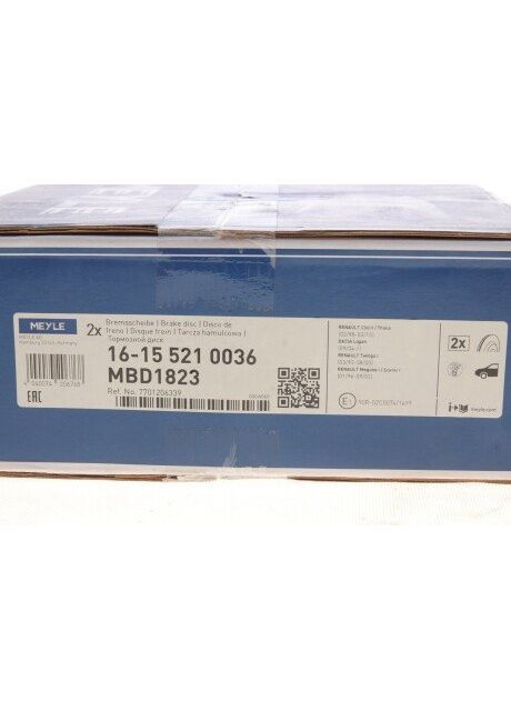 Диск тормозной (передний) Renault Kangoo 97- (259x20.6) 16-15 521 0036 RU63 Meyle (345757906)